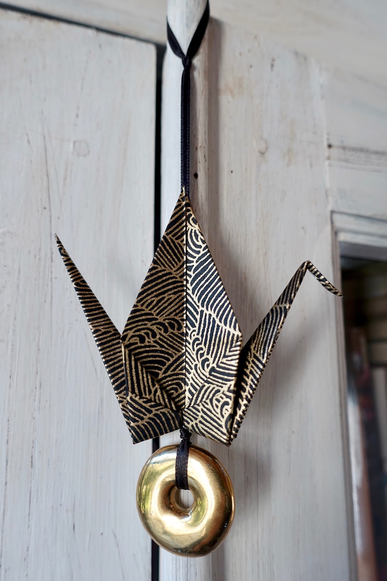 Origami Crane Japanese Paper Wave, Bird With Message, Best Wishes Card