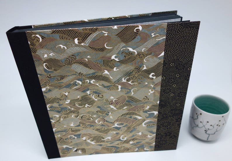 guest book Japanese paper black waves guestbook square photo album anniversary album wedding