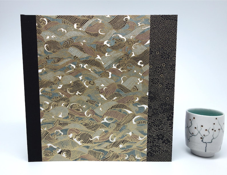guest book Japanese paper black waves guestbook square photo album anniversary album wedding