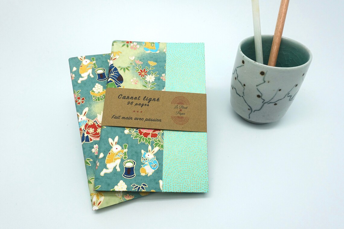 Japanese paper diary Zeninspired pocketbook kawai rabbit Etsy