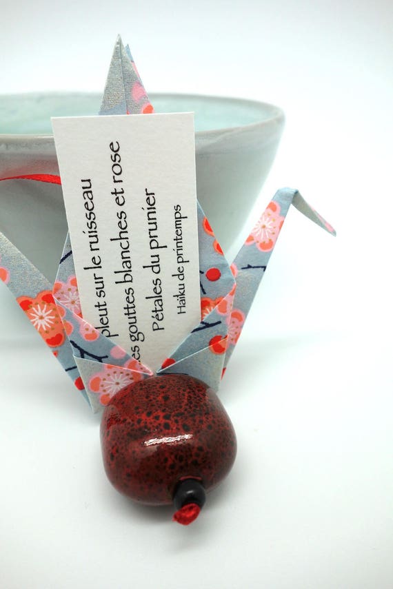 Dekoration Origami Kranich Viel Glück Glück Liebe Grau Japanische Papier Und Oruge Messenger Vogel Perle Keramik Weihnachtsgeschenk Idee