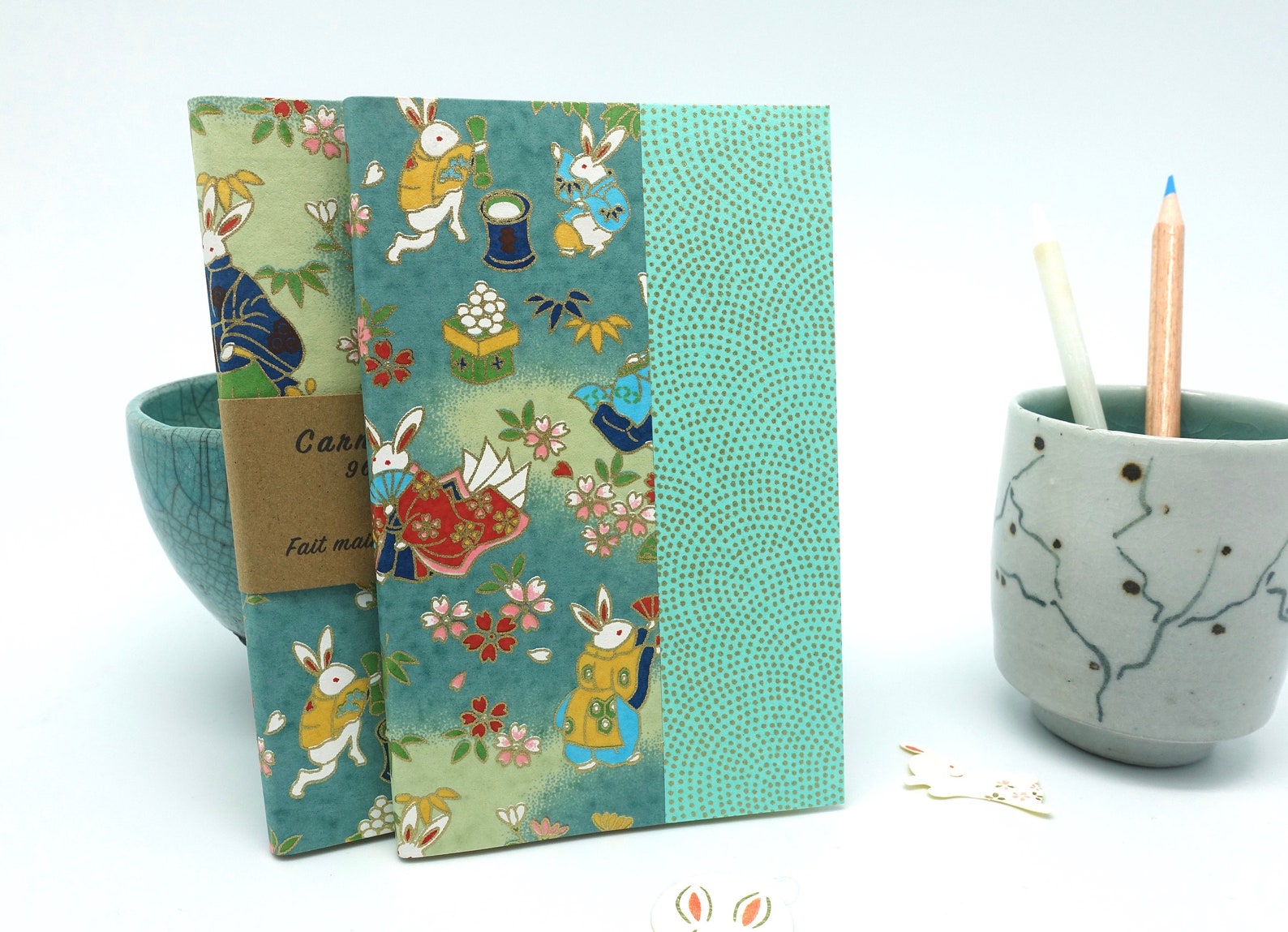 Japanese paper diary Zeninspired pocketbook kawai rabbit Etsy