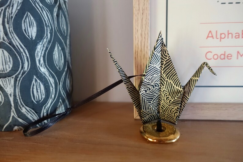 Origami Crane Japanese Paper Wave, Bird With Message, Best Wishes Card