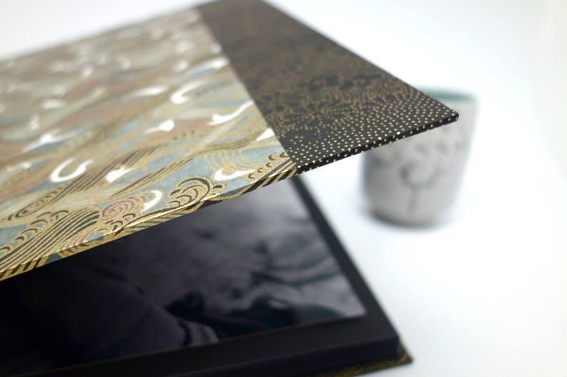 guest book Japanese paper black waves guestbook square photo album anniversary album wedding