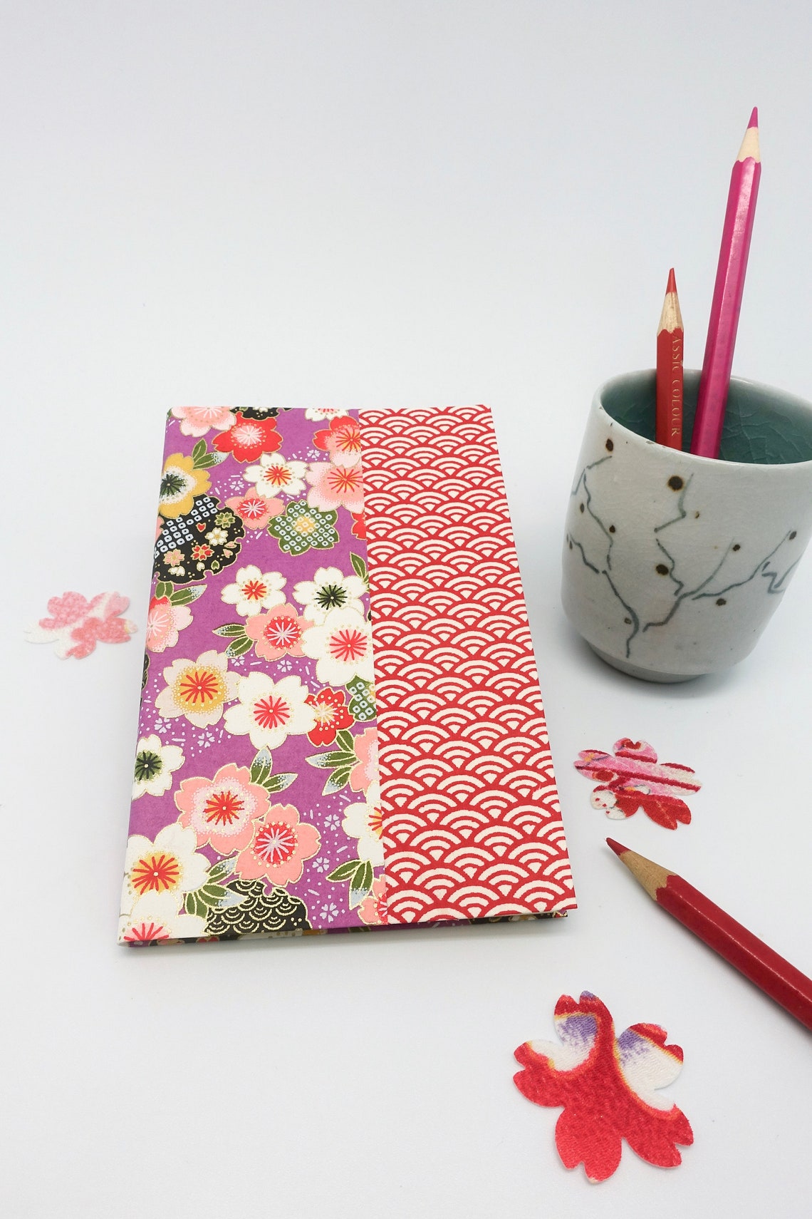 Note book A6 small Japanese paper notebook purple sakura Etsy