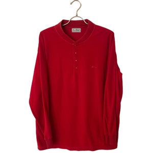 Vintage L.L. Bean Fleece Snap Front Pullover Top Red Embroidered Logo