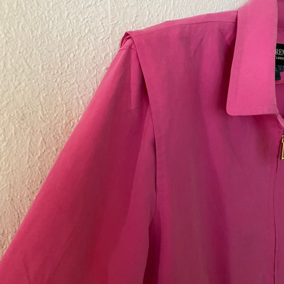 Vintage Lauren Ralph Lauren Pink Silk Jacket Wome… - image 3