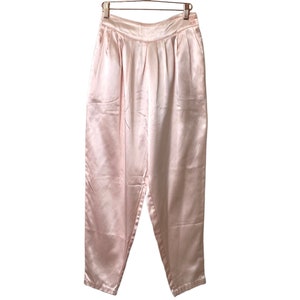 Vintage Pandora High Waisted Pleat Front Silky Pants Pink