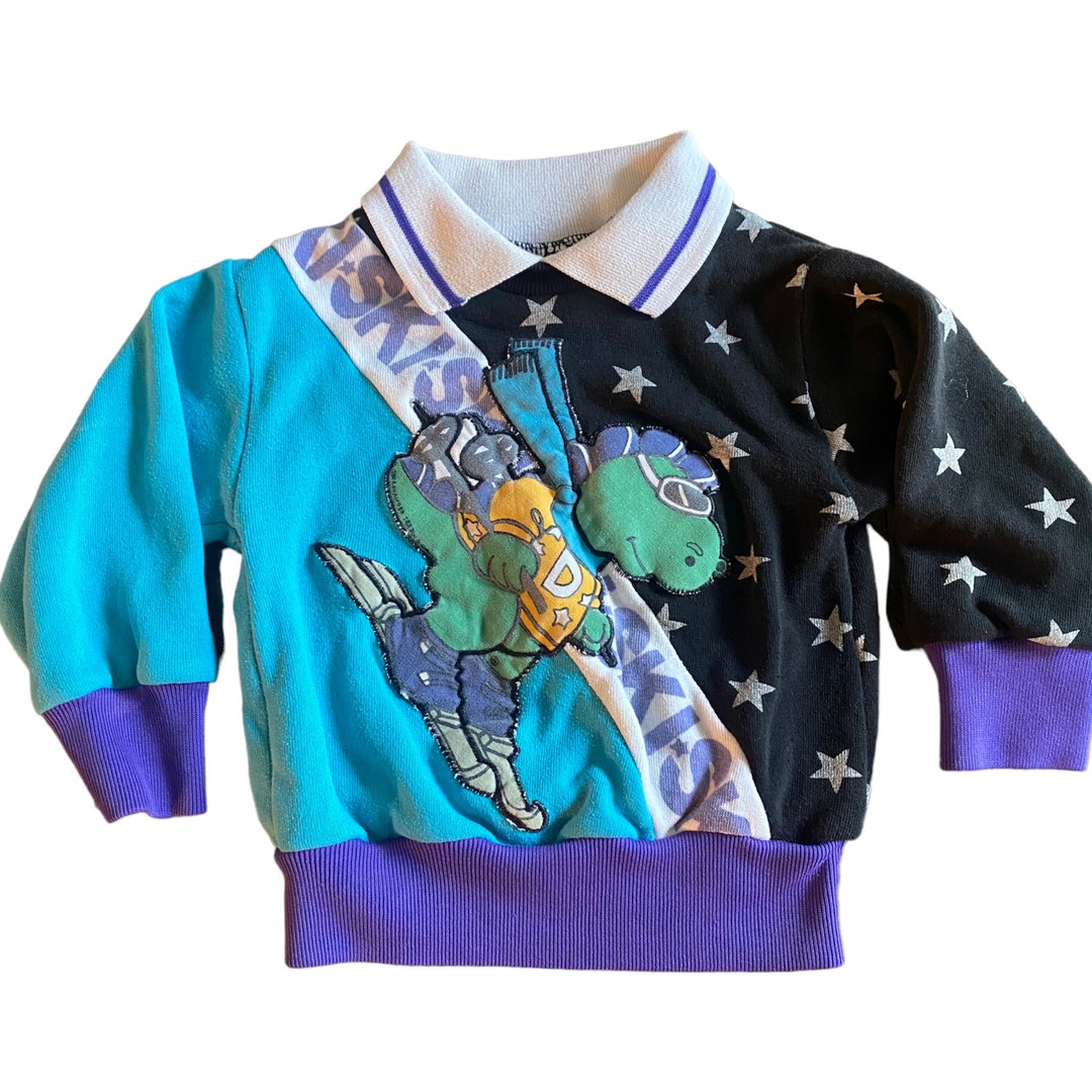 Vintage 1989 Dyno Kids Dinosaur Skiing Sweatshirt W/ Collar SZ 12 Months Etsy