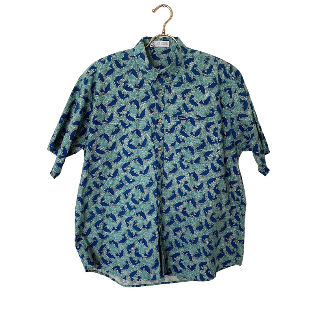 Vintage Columbia Fishing Button Down Shirt All Over Print Fish - Etsy