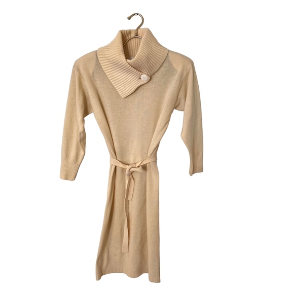 VTG the Glory 3 by Gloria Furman Sweater Dress Lambswool Cowl Neck Belted Shoulder Pads 80s Ivory Cream SZ S Etsy