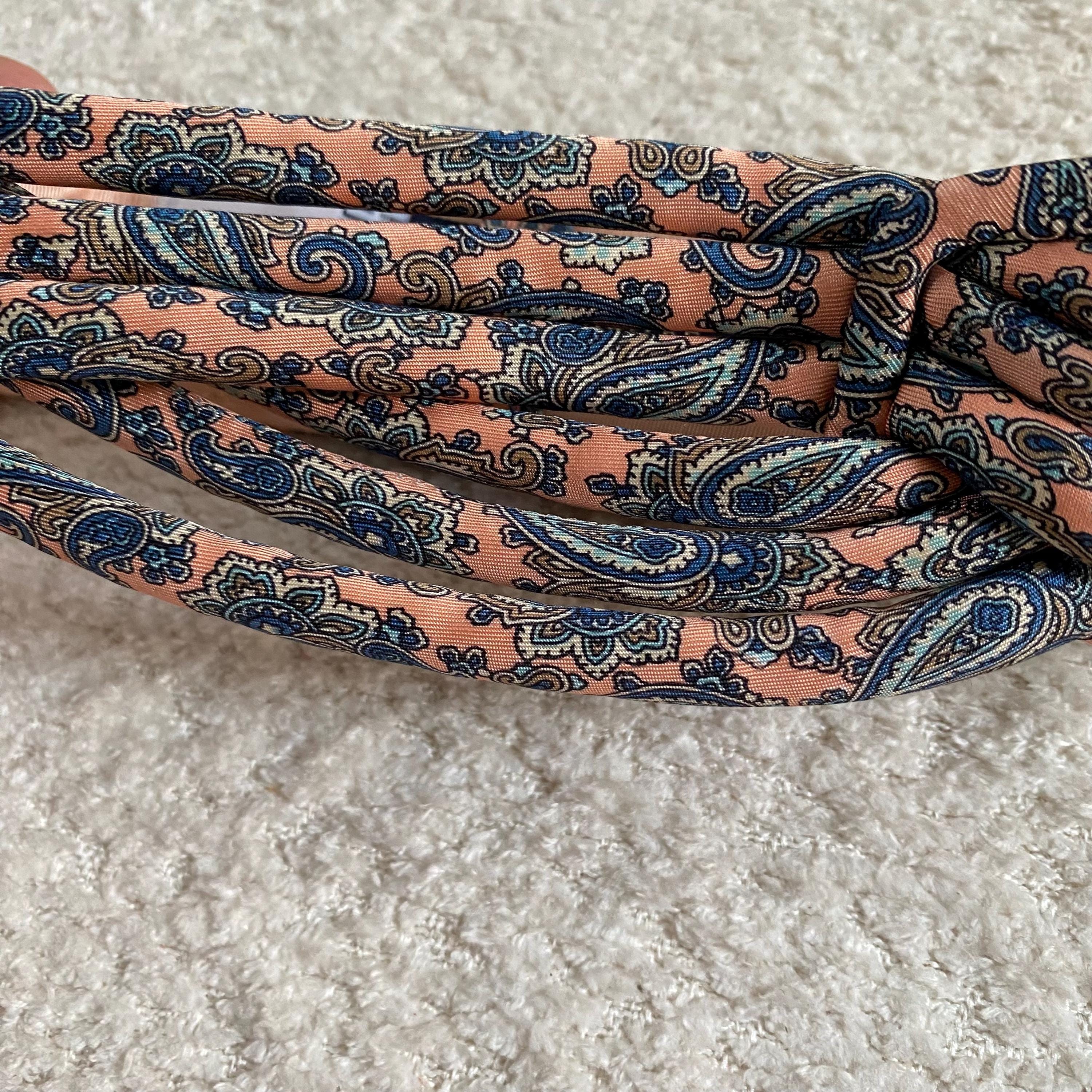 Ginnie Johansen Inc. Multicolor Braided Cord Woven Wide Cinch Belt Vintage 80s Ginnie Johansen Designs Peach Blue Paisley  main image 3