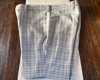 Mens Vintage Sears Permaprest Polyester Shorts Blue Plaid Mod Mens Golf Shorts