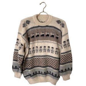 Vintage Unisex Handmade Alpaca Wool Sweater - Ecuadorian Handcrafted