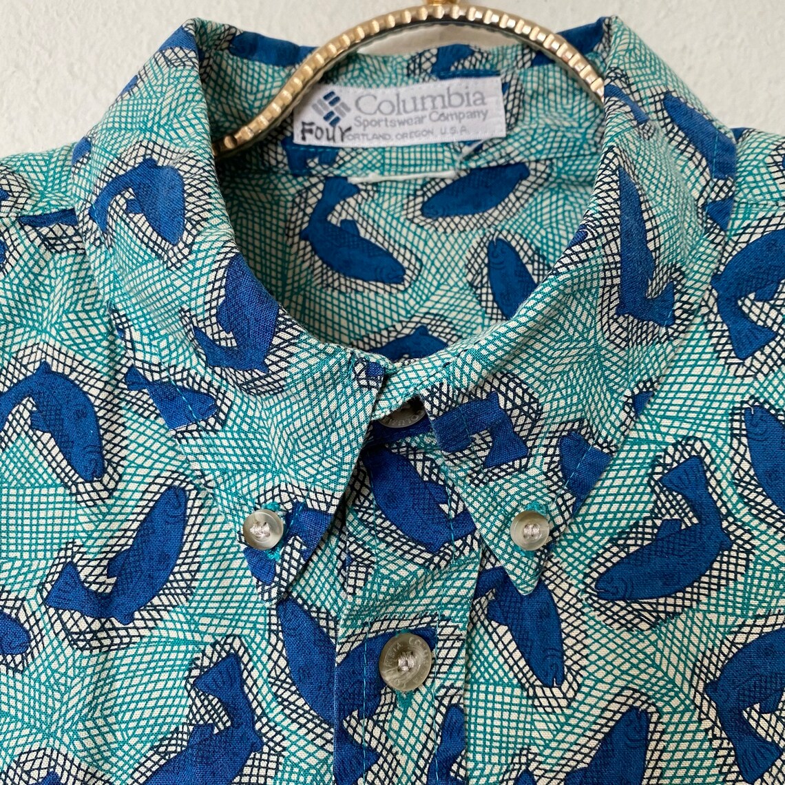 Vintage 80s/90s Khaki Brown SPORTSMAN'S STITCHERY Button Up Fishing Shirt - XL