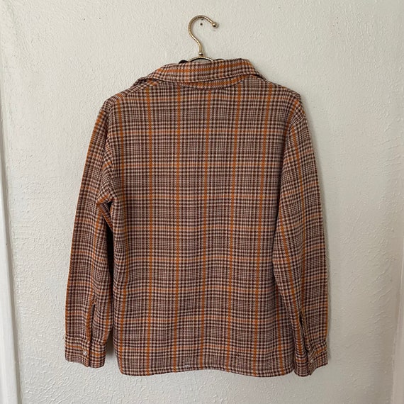 60s 70s Plaid Shirt ATTACHED TURTLENECK Polyester… - image 6