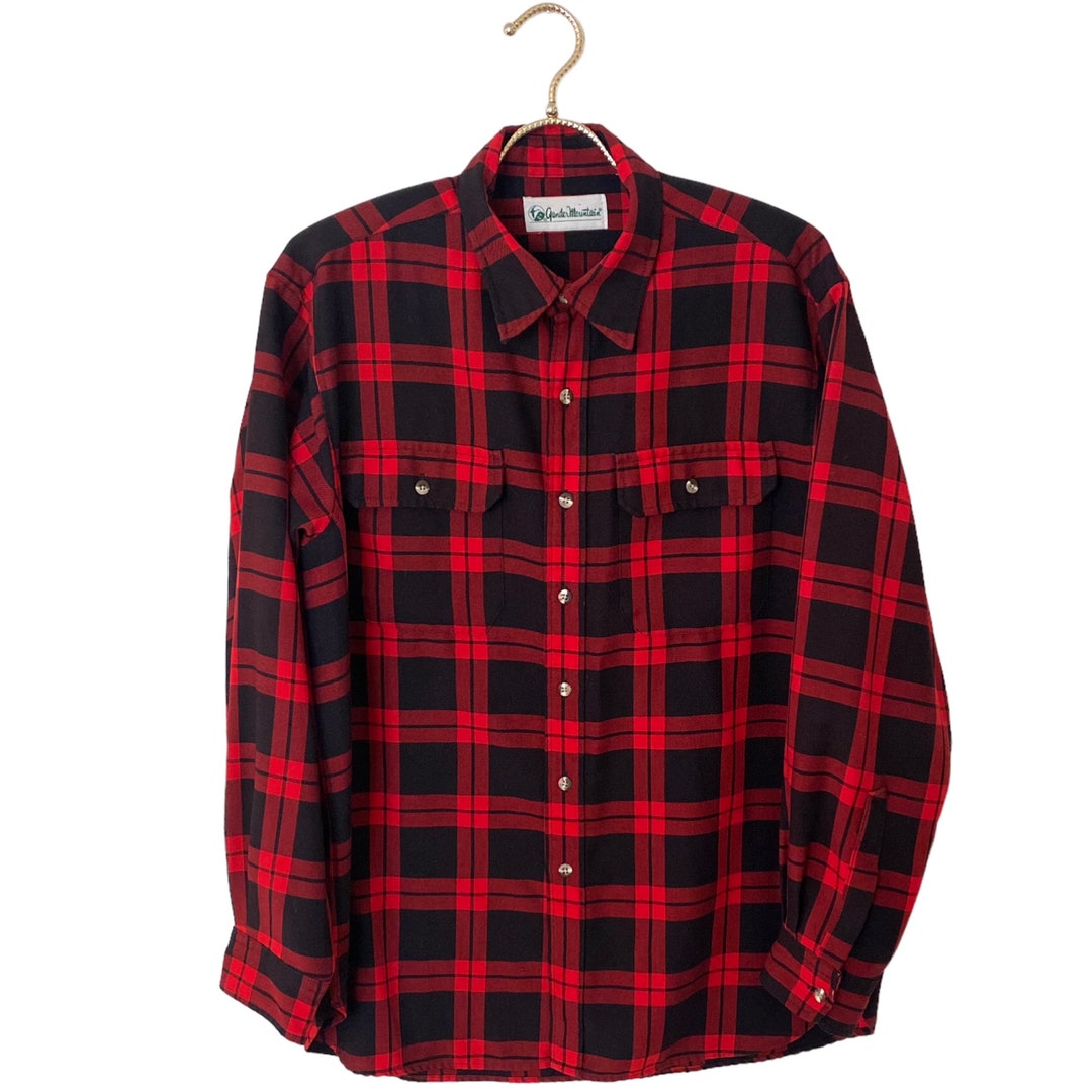 Vintage Gander Mountain Red Black Buffalo Check Button Down Shirt 