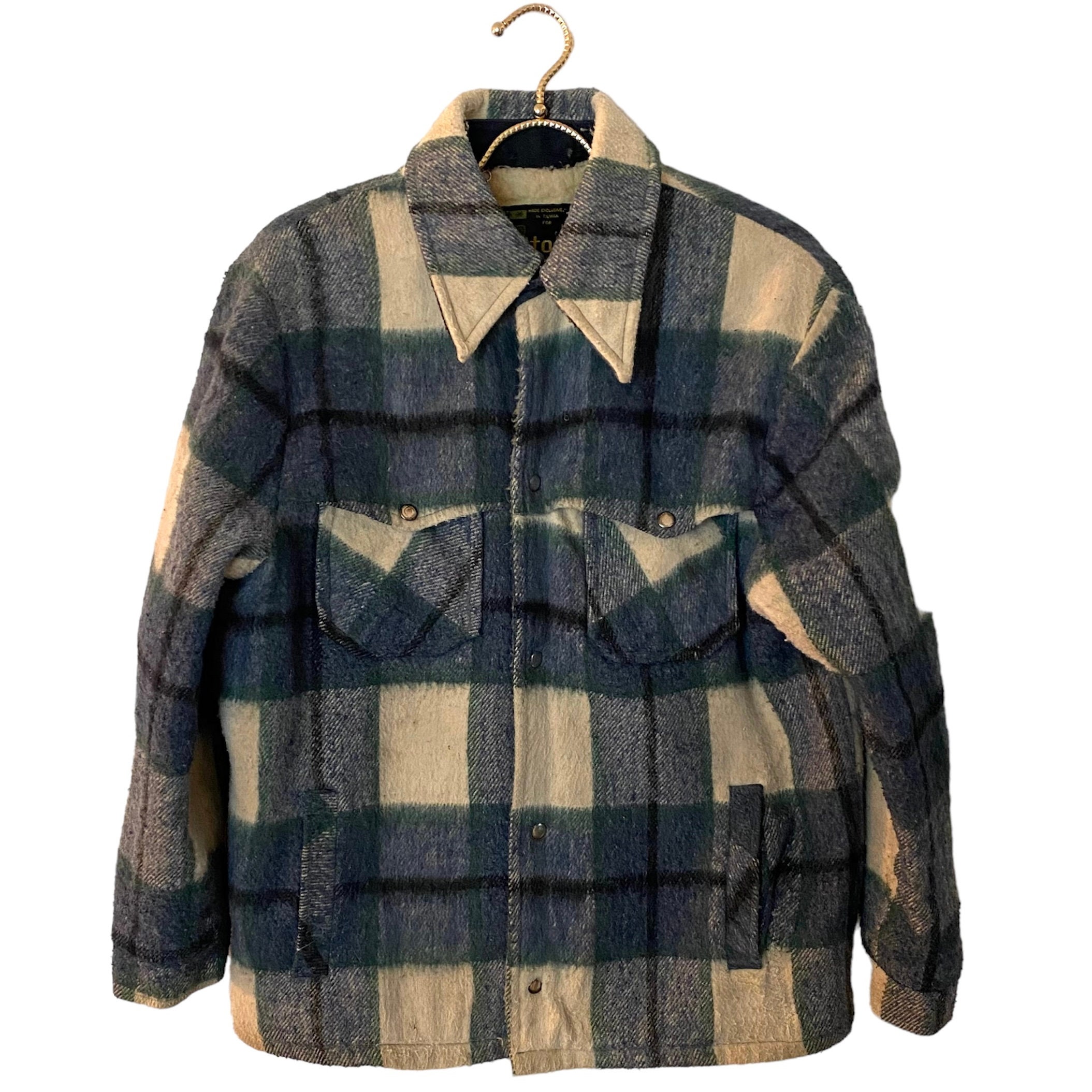 Vtg 60s Silton California Wool Plaid Cruiser Jacket Shacket Sherpa