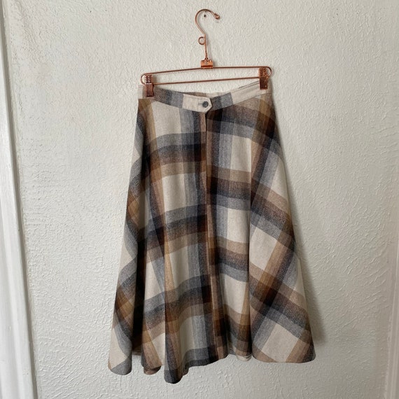 Vintage 1960s Skirt Full Diagonal Shadow Plaid Gr… - image 5