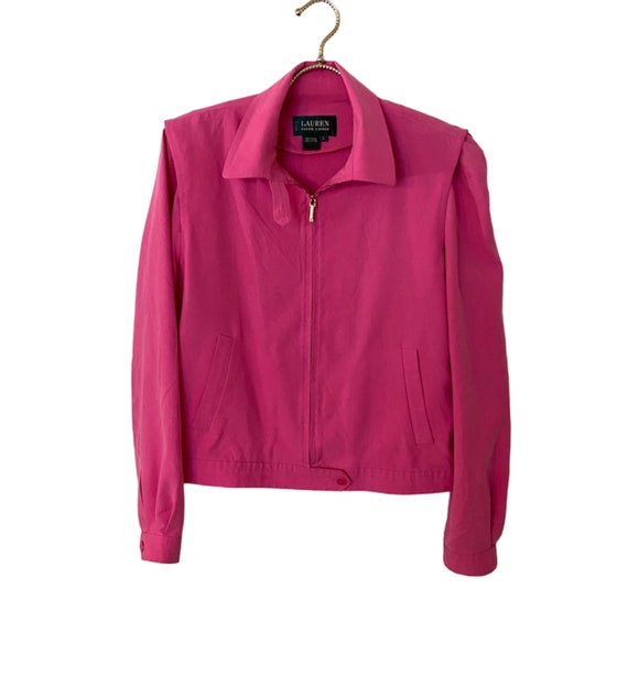 Vintage Lauren Ralph Lauren Pink Silk Jacket Wome… - image 1