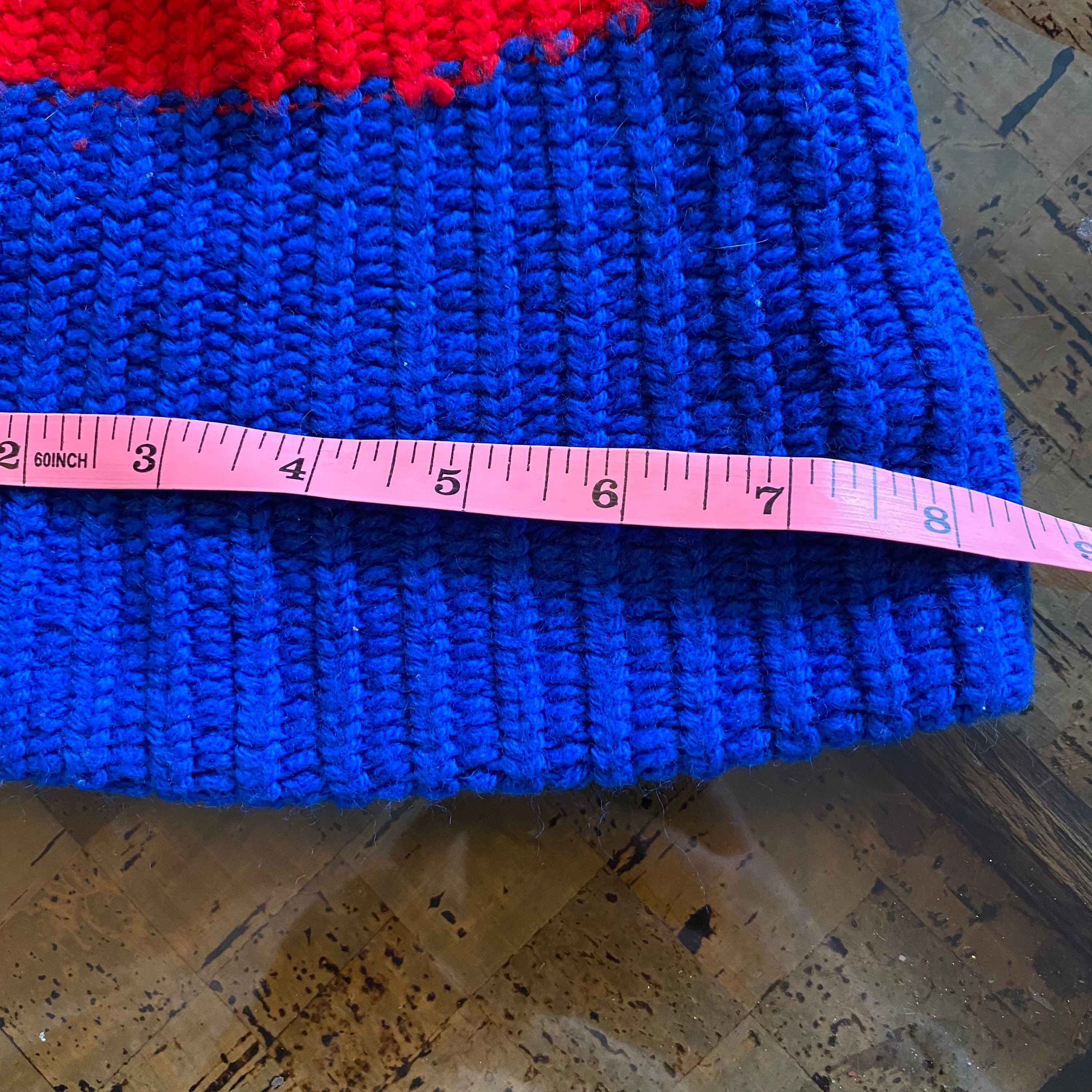 Vintage Retro 80s Rainbow Striped Knit Beanie Stocking Cap 