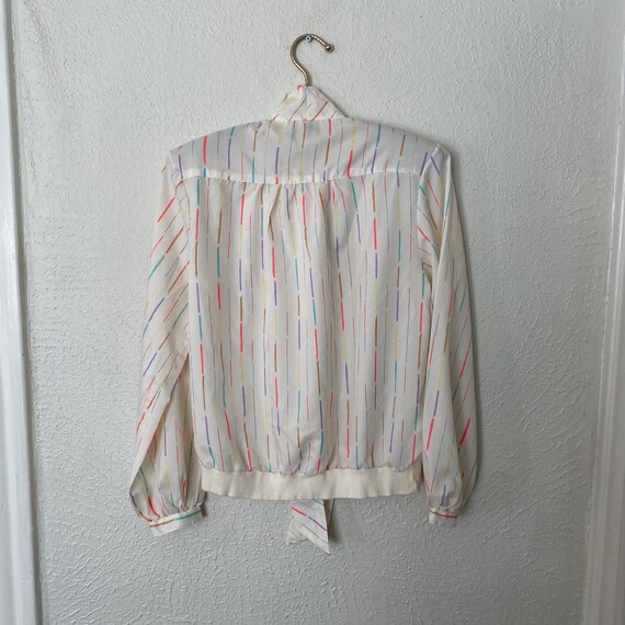1970s pastel stripe ladies long sleeve blouse, ne… - image 7