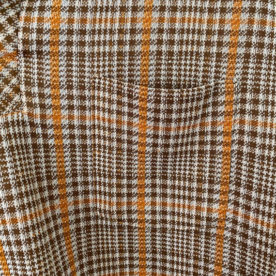 60s 70s Plaid Shirt ATTACHED TURTLENECK Polyester… - image 4