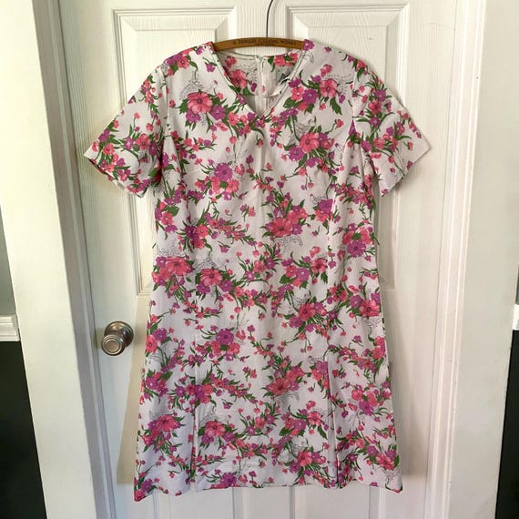 Mendel Creation Vintage Dress Pink Floral Mod Dre… - image 1