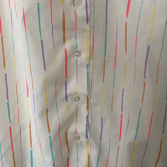 1970s pastel stripe ladies long sleeve blouse, ne… - image 5