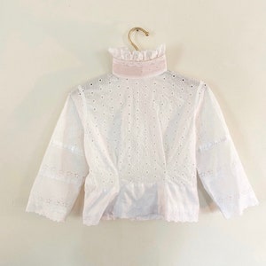 Vintage Handmade Eyelet Lace High Neck Open Back Top
