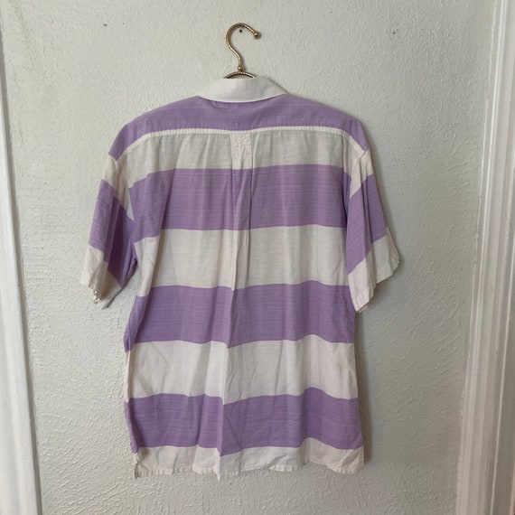 Vintage Made In Nepal Purple Striped Pullover Pol… - image 6