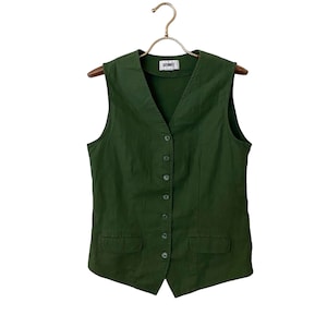 Vintage 90s Gitano Olive Green Linen Vest