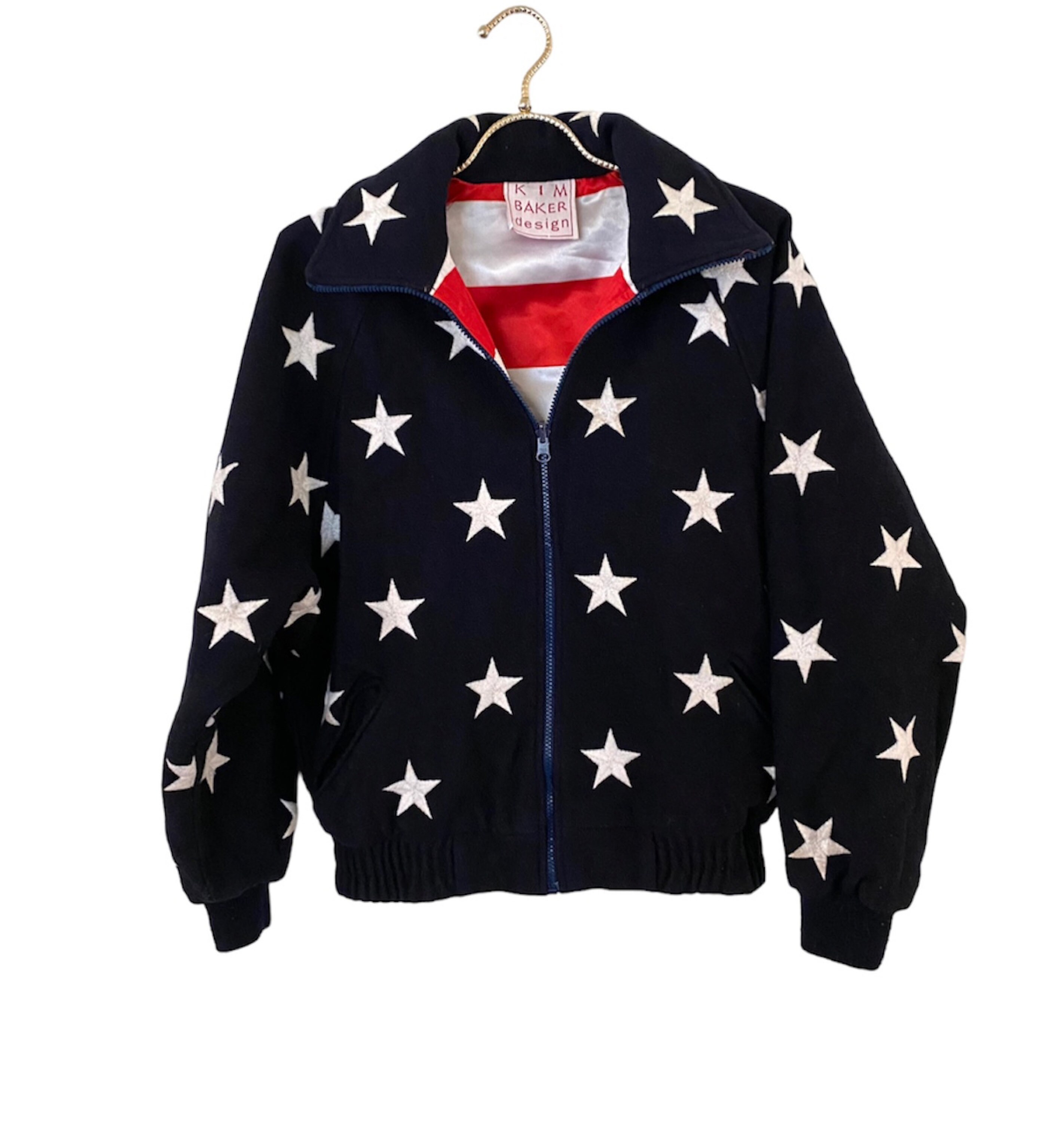Vintage Reversible American Flag Design Zip up Jacket Bomber