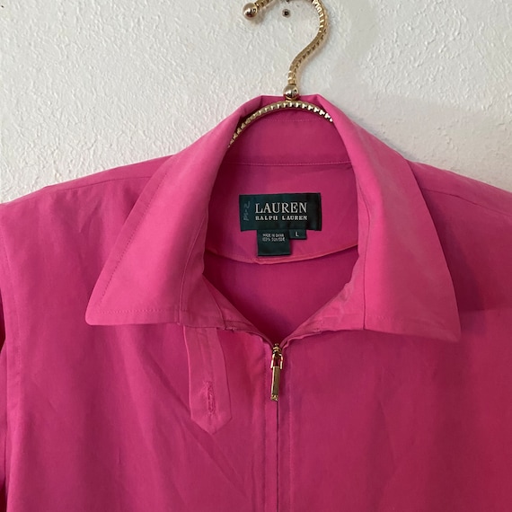 Vintage Lauren Ralph Lauren Pink Silk Jacket Wome… - image 2