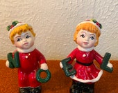 Vintage NOEL Pixie Salt and Pepper Shakers Retro Kitsch Christmas Holiday