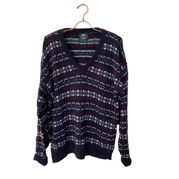 Vintage 90s Jantzen V Neck Pullover Sweater Mens … - image 1