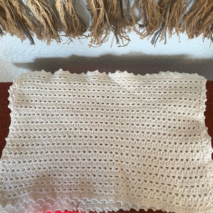 Vintage Handmade Crochet Placemats Set of 4 Cream Boho MCM