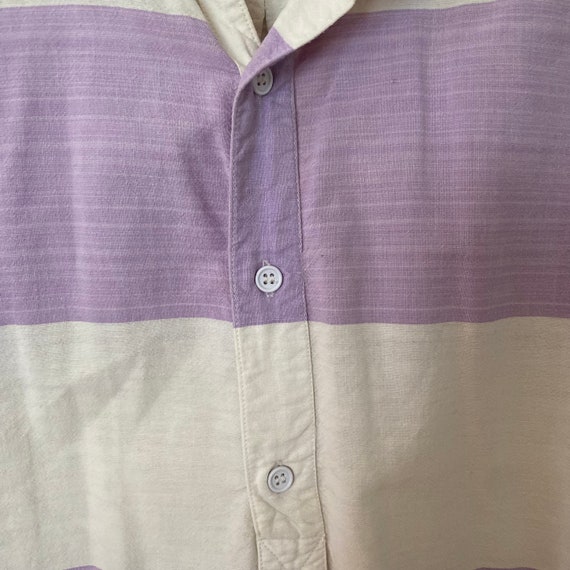 Vintage Made In Nepal Purple Striped Pullover Pol… - image 4