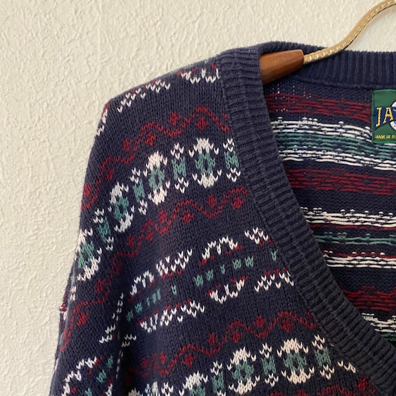 Vintage 90s Jantzen V Neck Pullover Sweater Mens … - image 3