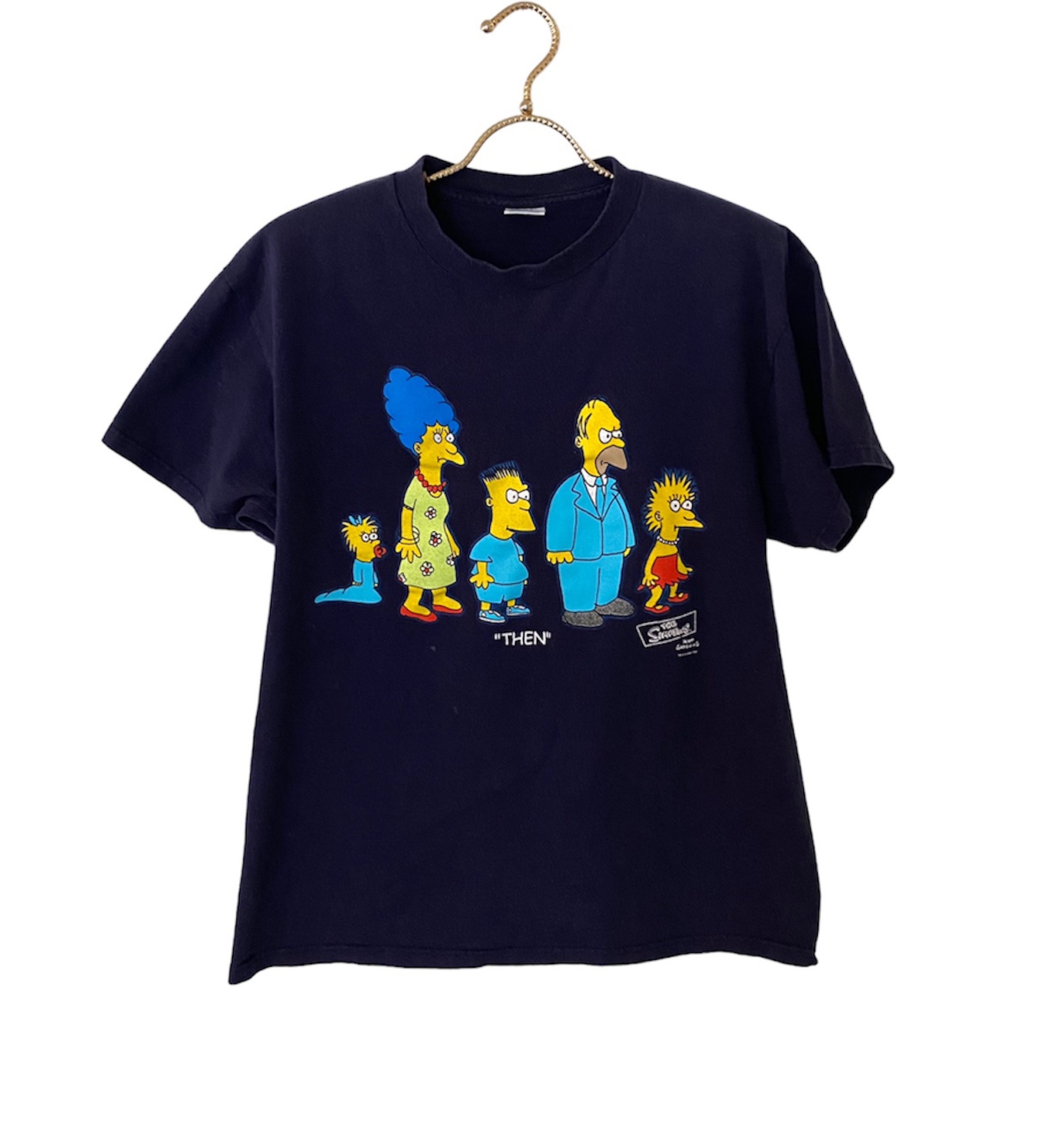 Vintage 2001 the Simpsons Then and Now T-shirt Front Back