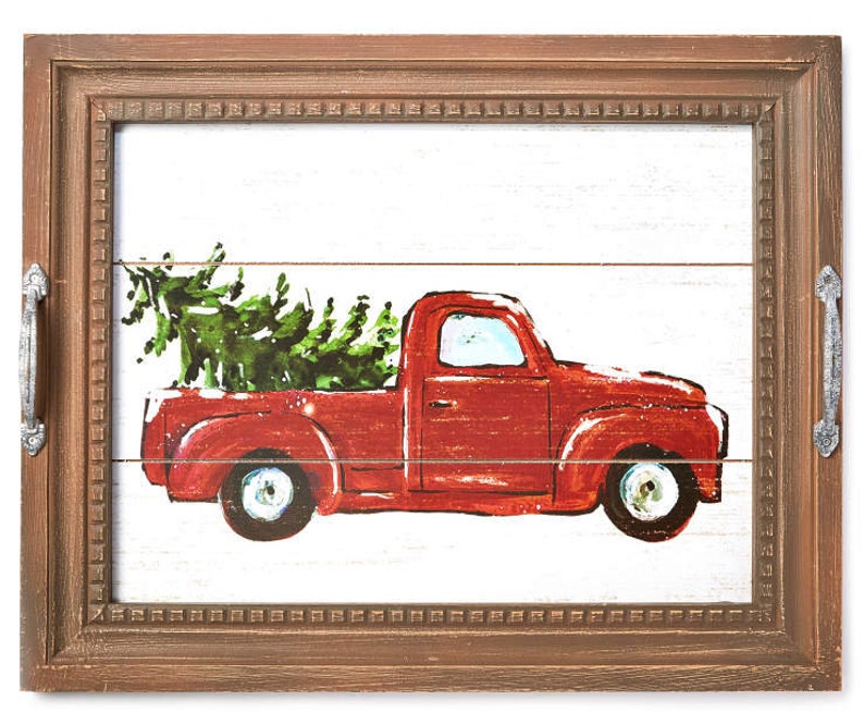 Red Truck Wooden Tray Wall Décor
