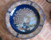 Chinese Cobalt Blue Peacock Charger