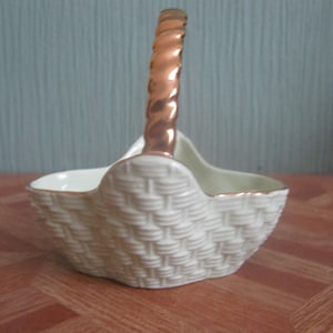 Vintage Floral China Basket Posy Vase