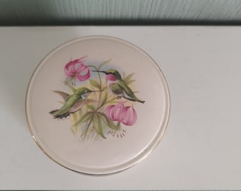 Vintage Sadler Floral and Bird Lidded Trinket Box gilded