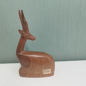 Wooden Hand carved Sitting Antelope Made in Kenya