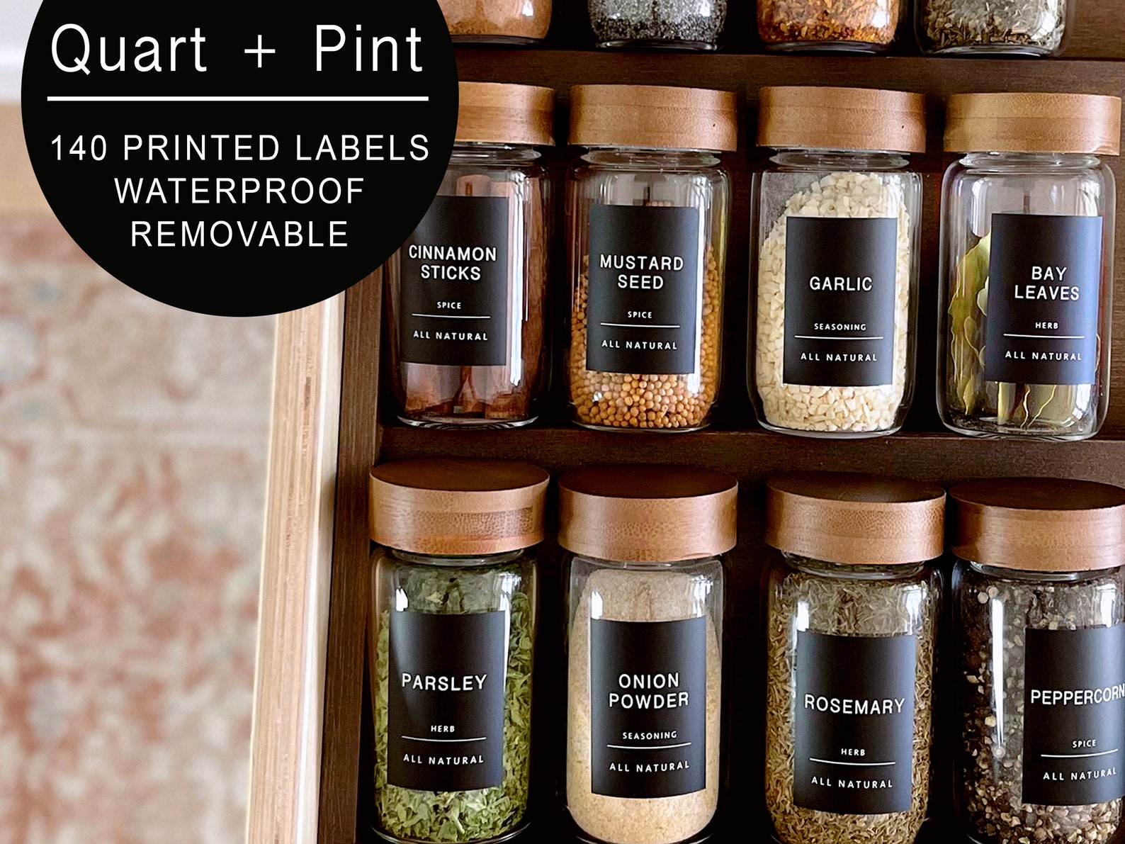 140 Minimalist Black Spice Labels. Preprinted Modern Farmhouse Etsy