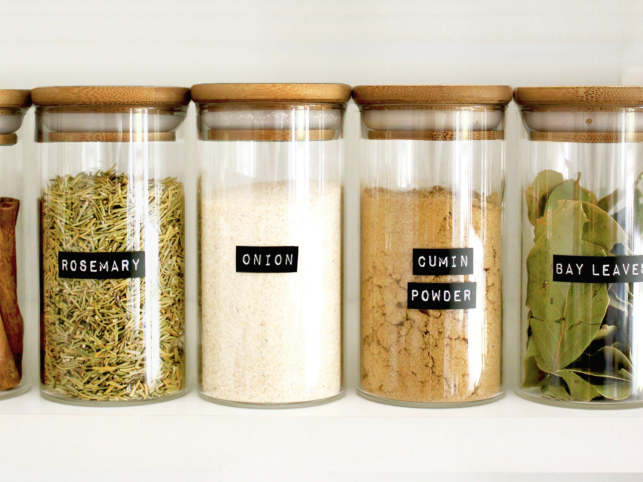 Spice Jar Label Front Set • Modern Minimalist • Waterproof Tall