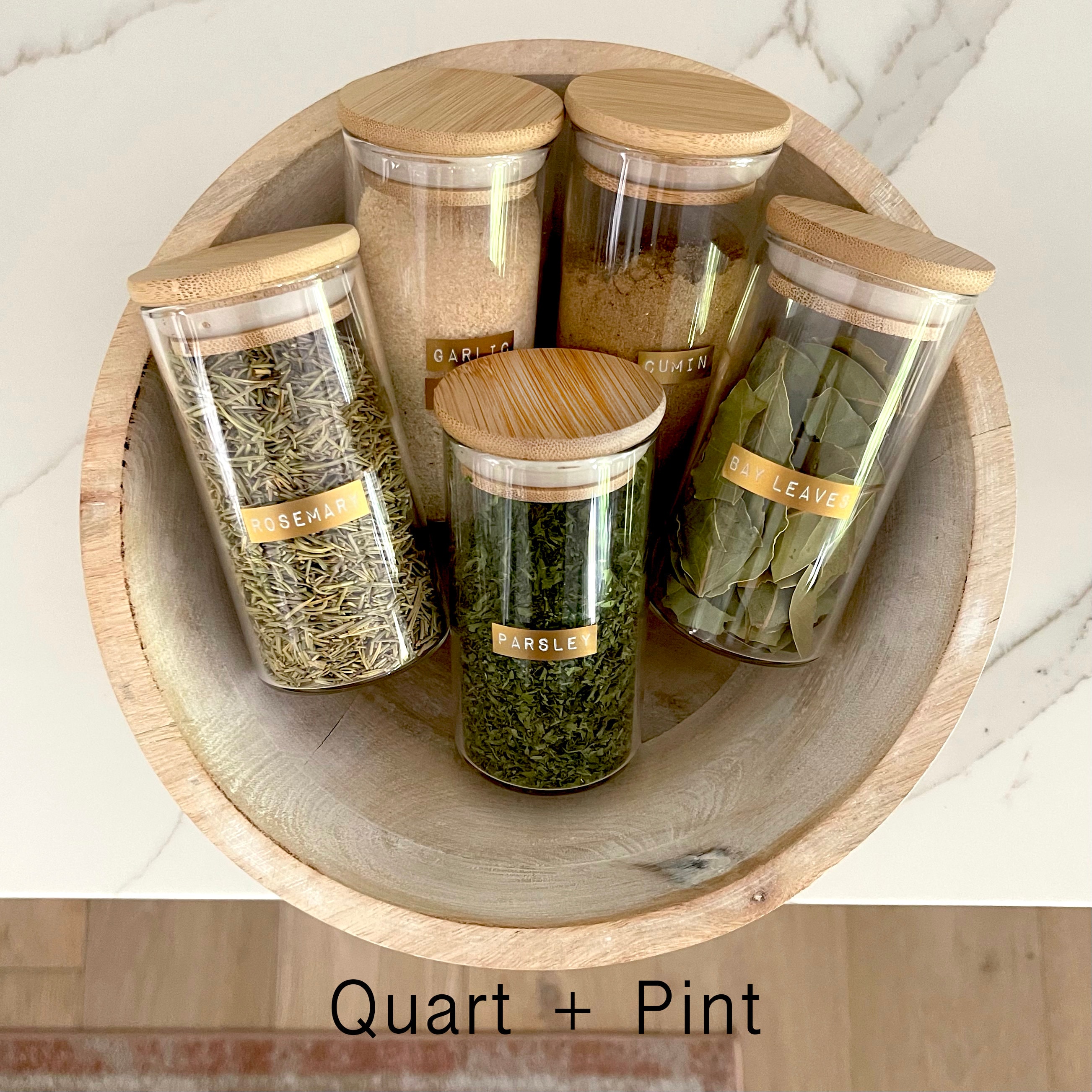 Quart + Pint 160 Spice Jar Labels: Minimalist Matte Black Sticker White  Text. Waterproof Stickers. Organization for Jars Bottles Containers Bins.