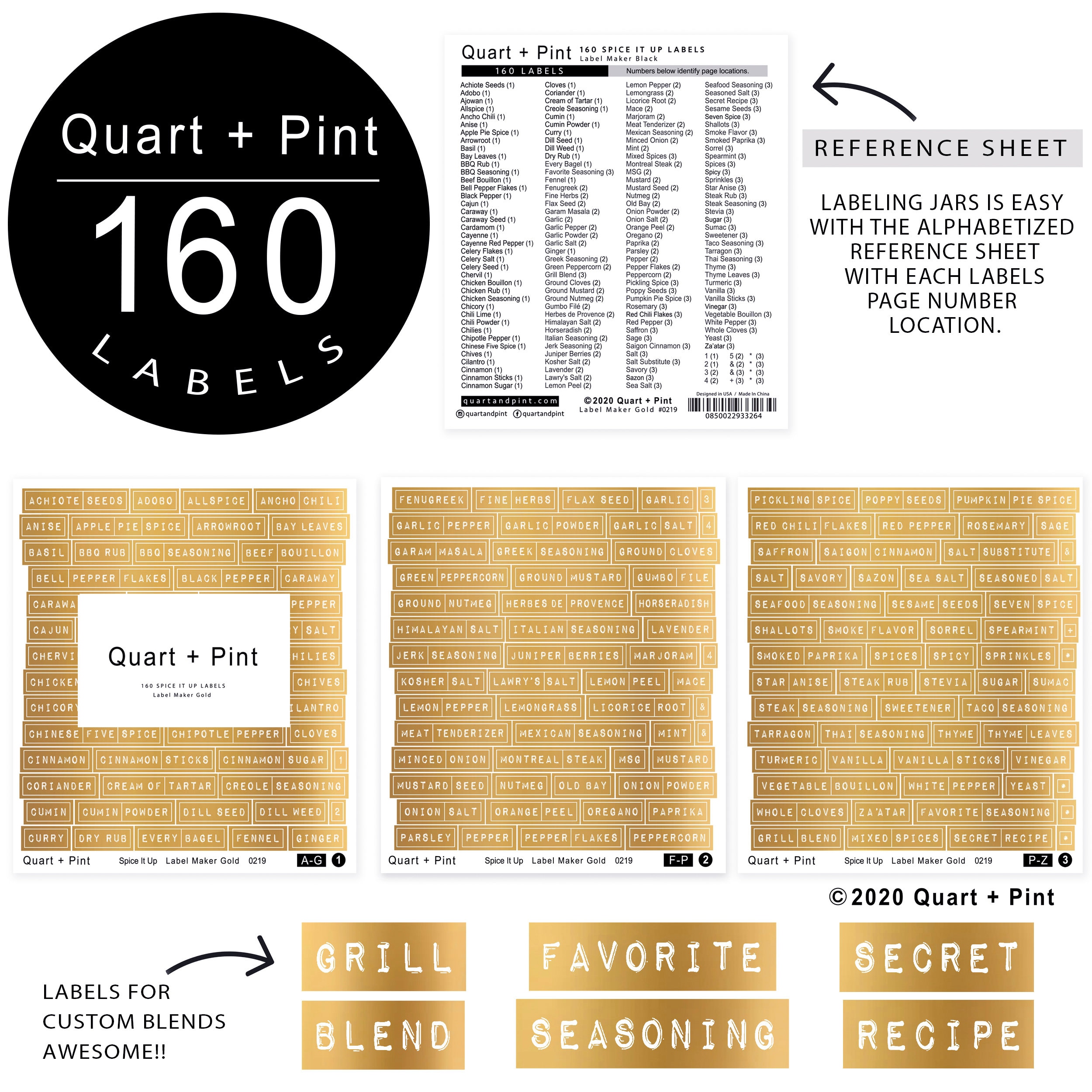 Orii Spice Labels - Clear Round - 160 Pre-printed +20 Blank