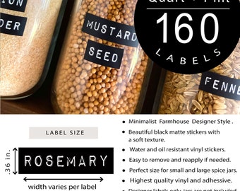 160 Gold Spice Jar Labels: Preprinted Minimalist Gold Foil Vinyl